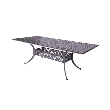 3 Piece Outdoor Aluminum Dining Set, Rectangular table and Benches, Cast Silver