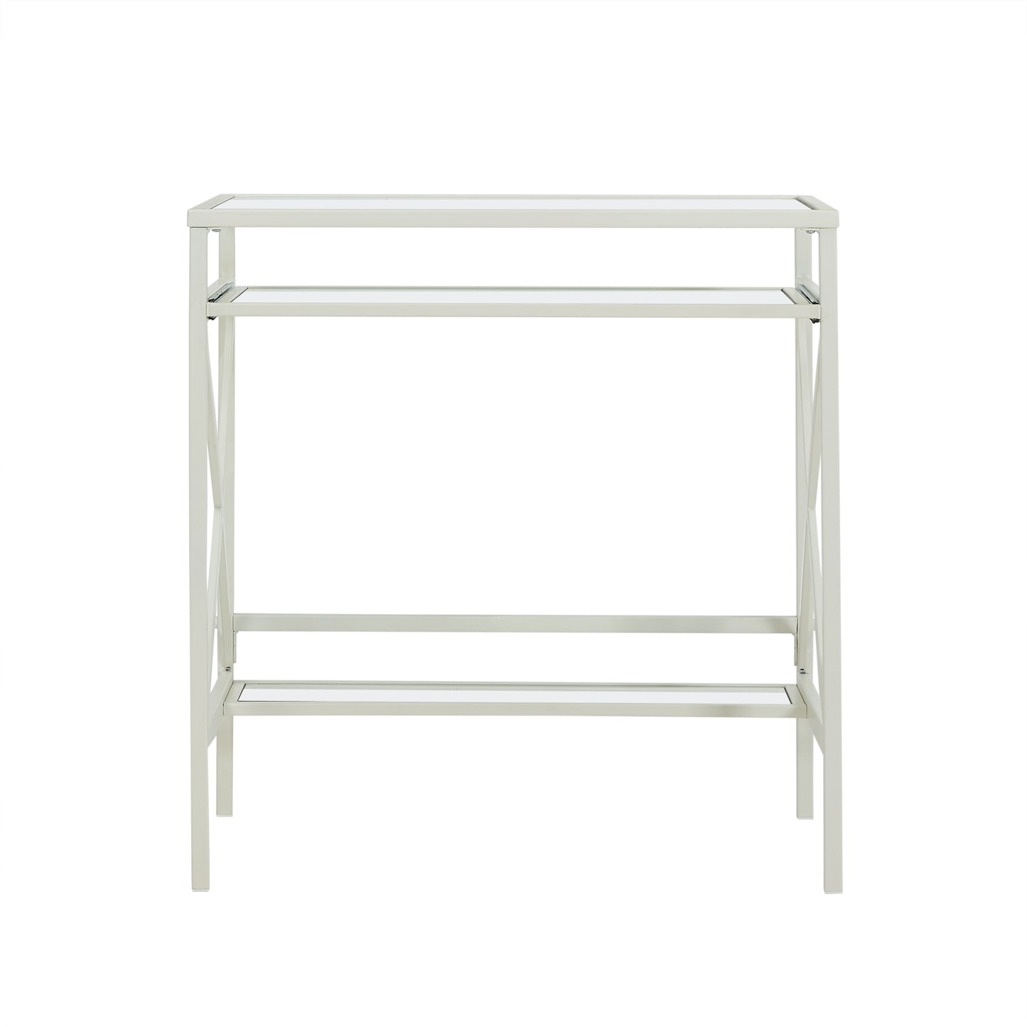 Elvan Metal/Glass Small-Space Desk - White