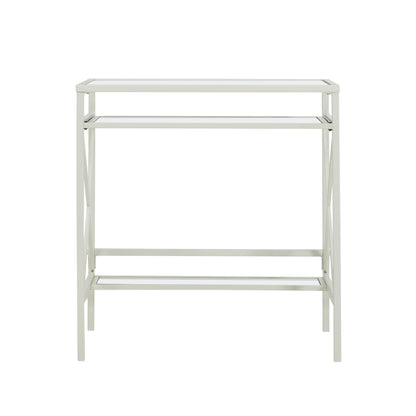 Elvan Metal/Glass Small-Space Desk - White