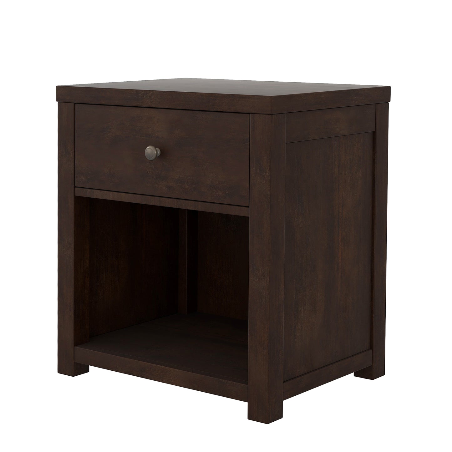 Vintage Aesthetic 1 Drawer Solid Wood Nightstand Sofa End Table in Rich Brown (Nightstand of Freely Configurable Bedroom Sets)