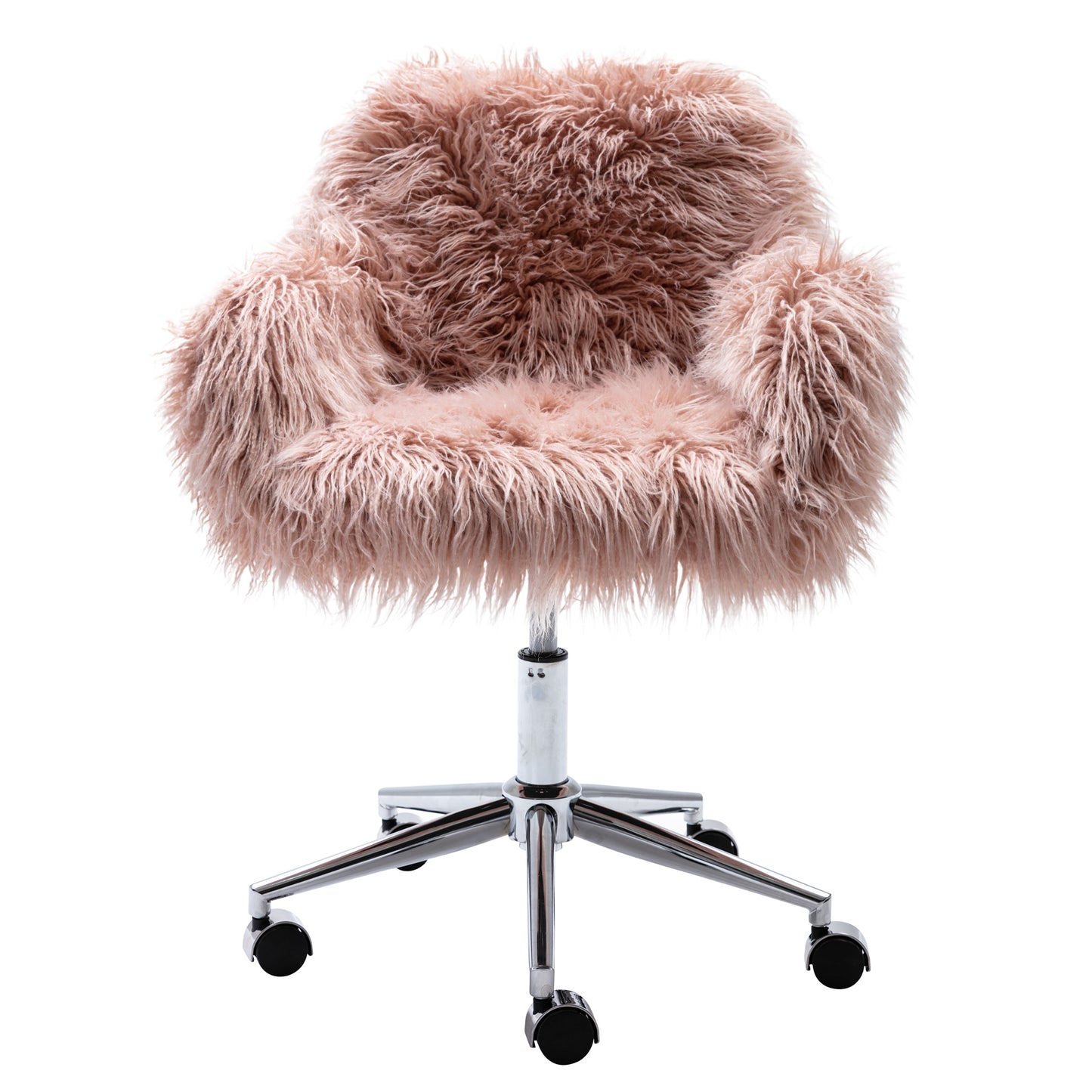 HengMing Modern Faux fur home  office chair, fluffy chair for girls, makeup vanity Chair
