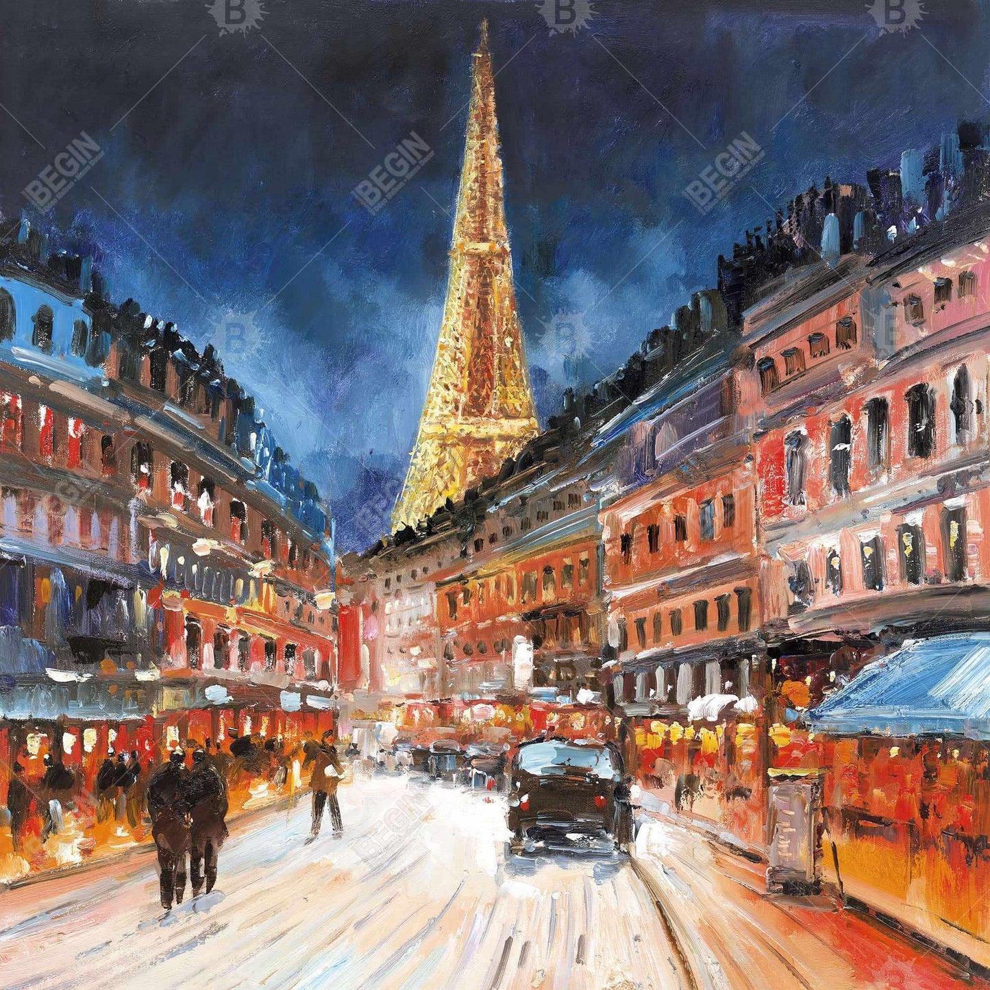 Illuminated paris - 32x32 Print on canvas