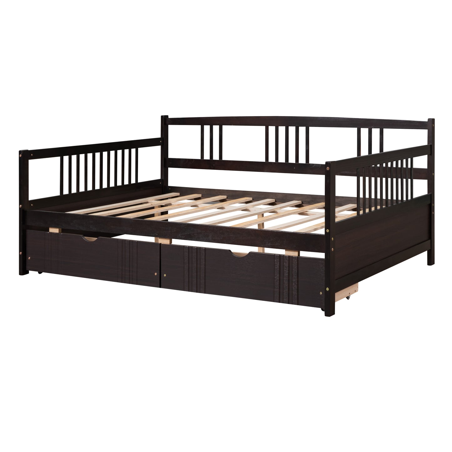 Full Size Daybed Wood Bed with Two Drawers,Espresso（OLD  SKU:LP000058AAP）