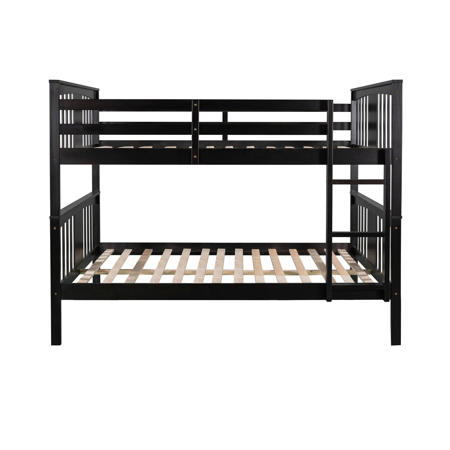 Full over Full Bunk Bed with Ladder for Bedroom, Guest Room Furniture-Espresso(OLD SKU :LP000203AAP)