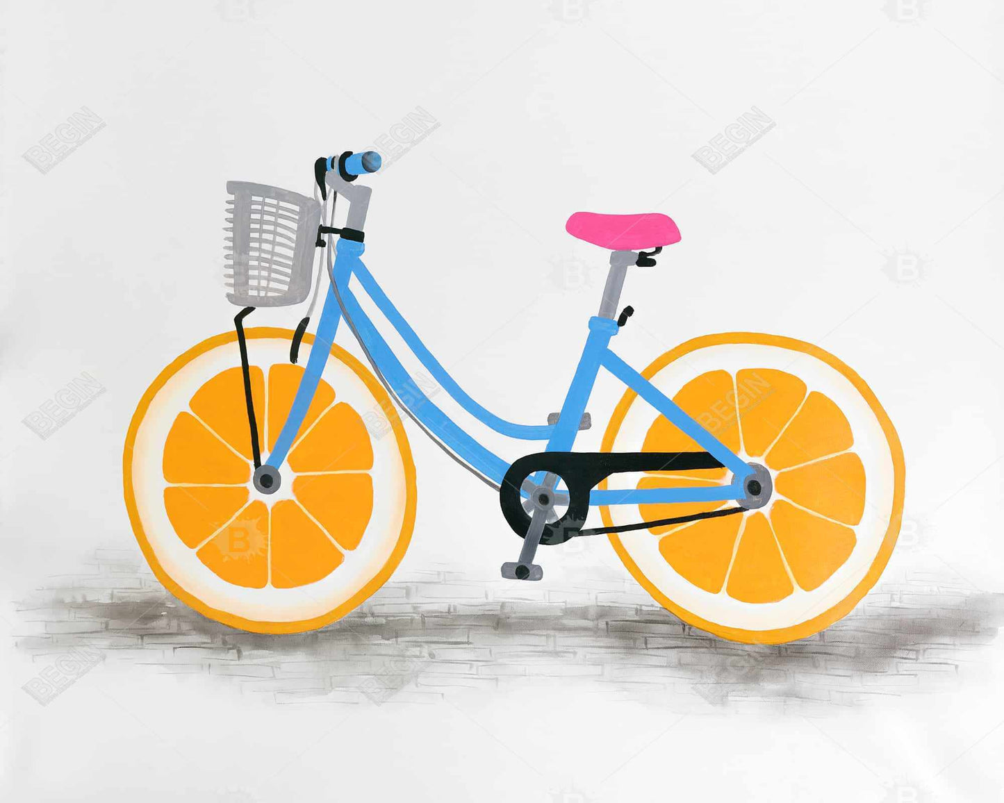 Orange wheel bike - 16x20 Print on canvas