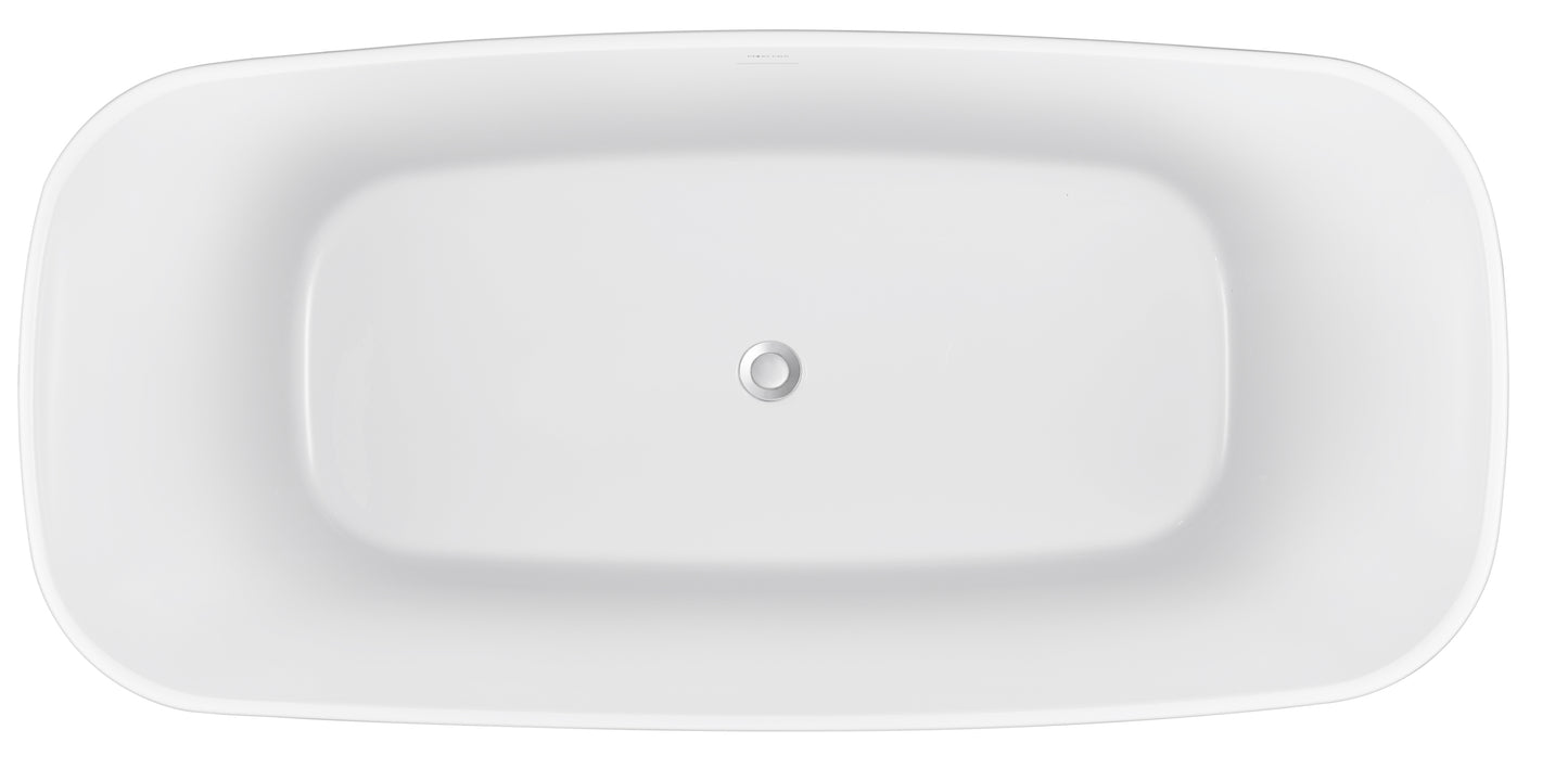 59" 100% Acrylic Freestanding Bathtub，Contemporary Soaking Tub，white bathtub