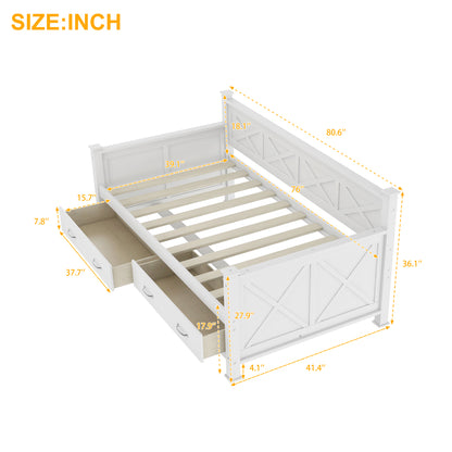 Twin  Size Wooden Modern and Rustic Casual Style Daybed, Cream White(New)