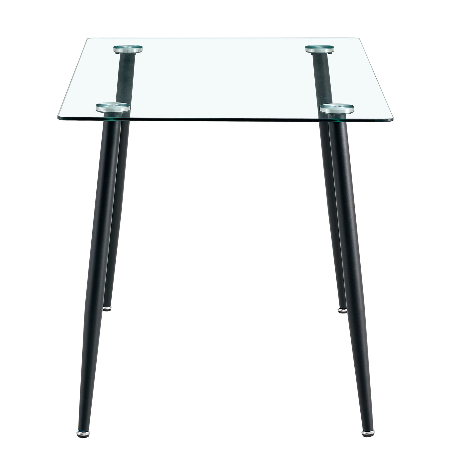 Modern Minimalist Rectangular Glass Dining Table for 4-6 with 0.31" Tempered Glass Tabletop and Black Coating Metal Legs, Writing Table Desk, for Kitchen Dining Living Room, 47" W x 31"D x 30" H