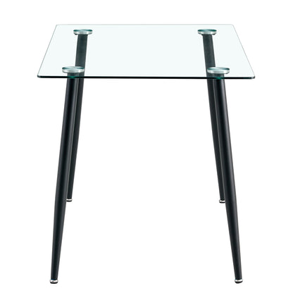 Modern Minimalist Rectangular Glass Dining Table for 4-6 with 0.31" Tempered Glass Tabletop and Black Coating Metal Legs, Writing Table Desk, for Kitchen Dining Living Room, 47" W x 31"D x 30" H