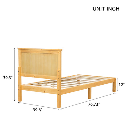 Platform Twin Bed with Headboard,Natural