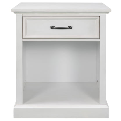 Modern Wooden Nightstand with Drawers Storage for Living Room/Bedroom, White