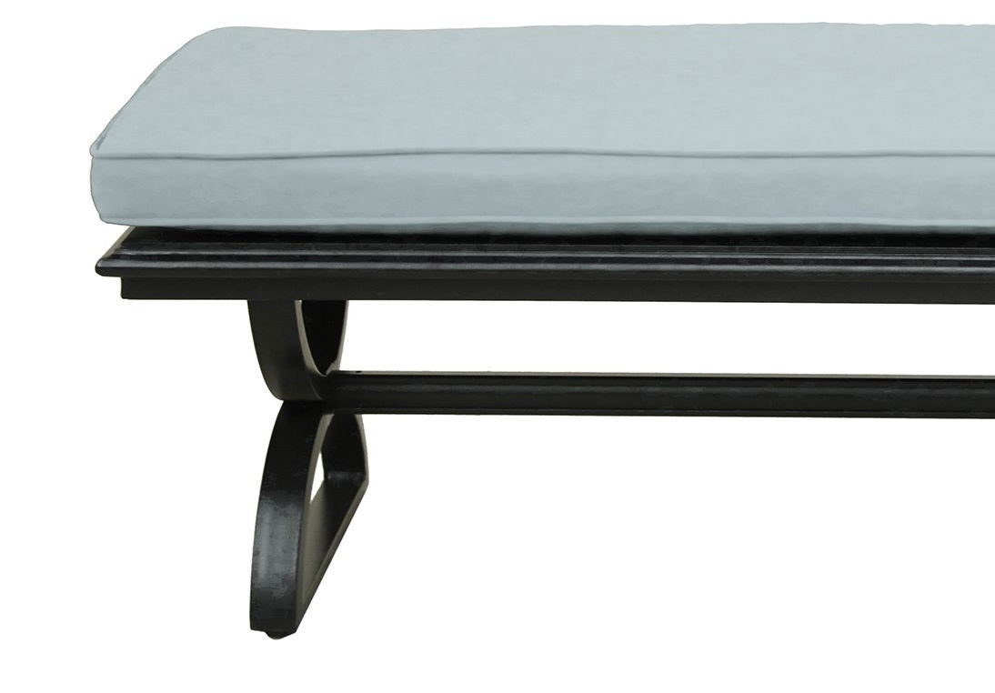 Outdoor Aluminum Dining Bench with Cushion, Espresso Brown/Light Blue