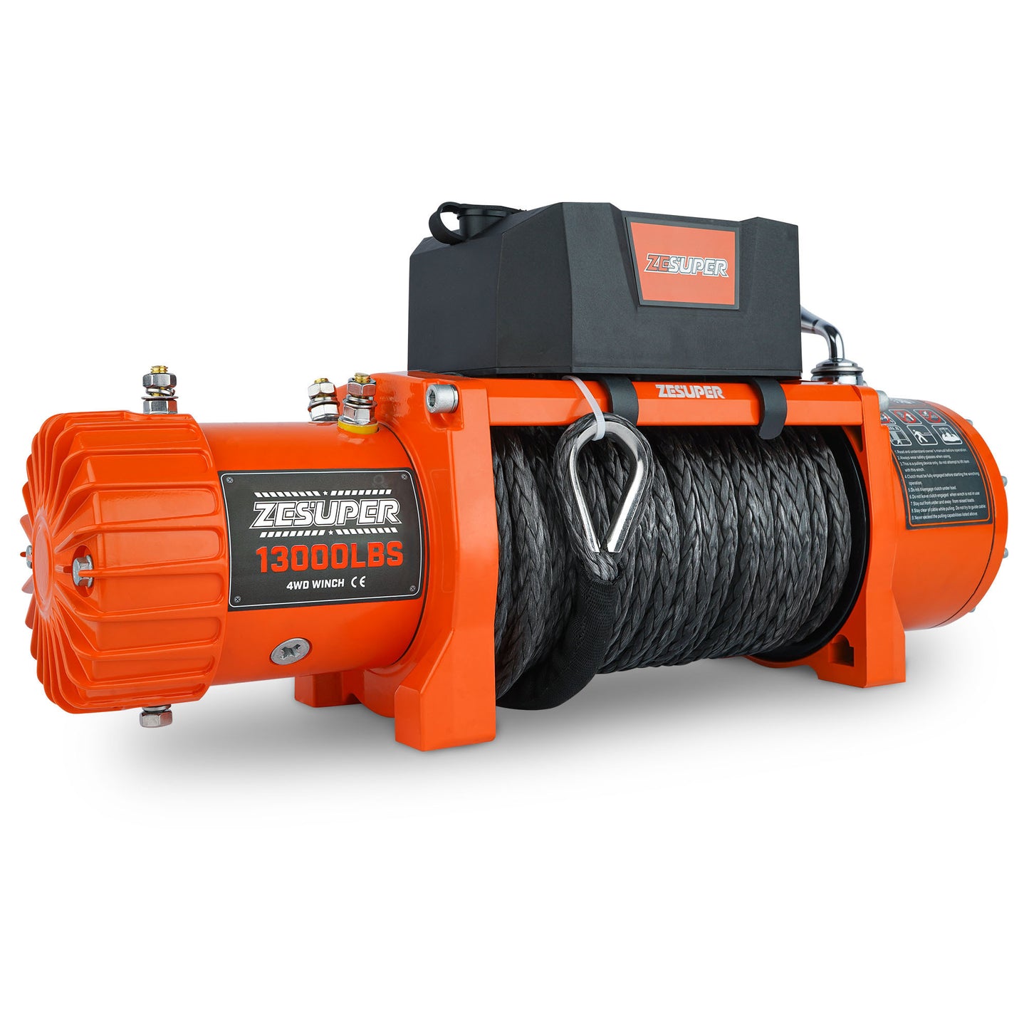 ZESUPER 13000 lb Load Capacity Electric Winch 12V Waterproof IP67 Winch Truck Winch Kit Synthetic Rope, Waterproof Off Road Winch for Jeep,Truck,SUV with Wirless Remote and Corded Control