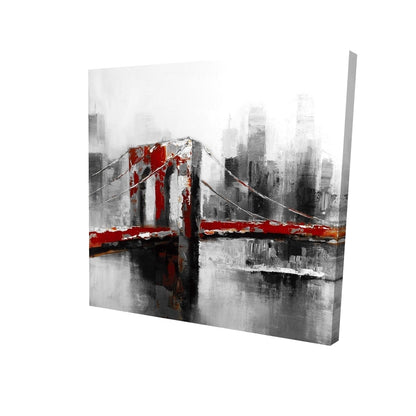 Abstract and red brooklyn bridge - 16x16 Print on canvas