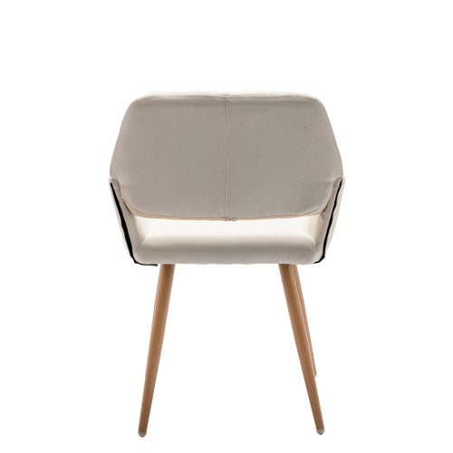 Hengming Small Modern Living Dining Room Accent Chairs Fabric Mid-Century Upholstered Side Seat Club Guest with Metal Legs Legs (Beige)set of 2.