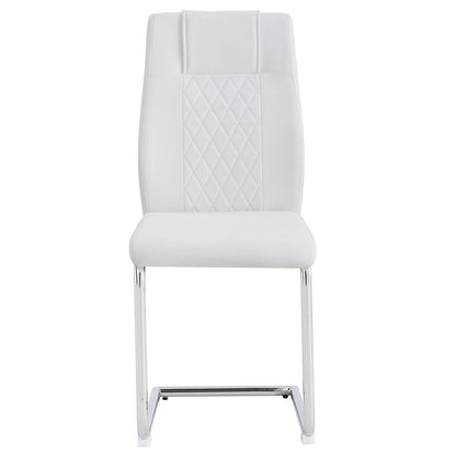 Modern Dining Chairs with Faux Leather Padded Seat Dining Living Room Chairs Upholstered Chair with Metal Legs Design for Kitchen, Living, Bedroom, Dining Room Side Chairs Set of 4 (White+PU Leather)