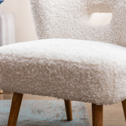 HengMing Accent Chair Lambskin Sherpa Upholstery Open Back Chair for Living Room Bedroom/White