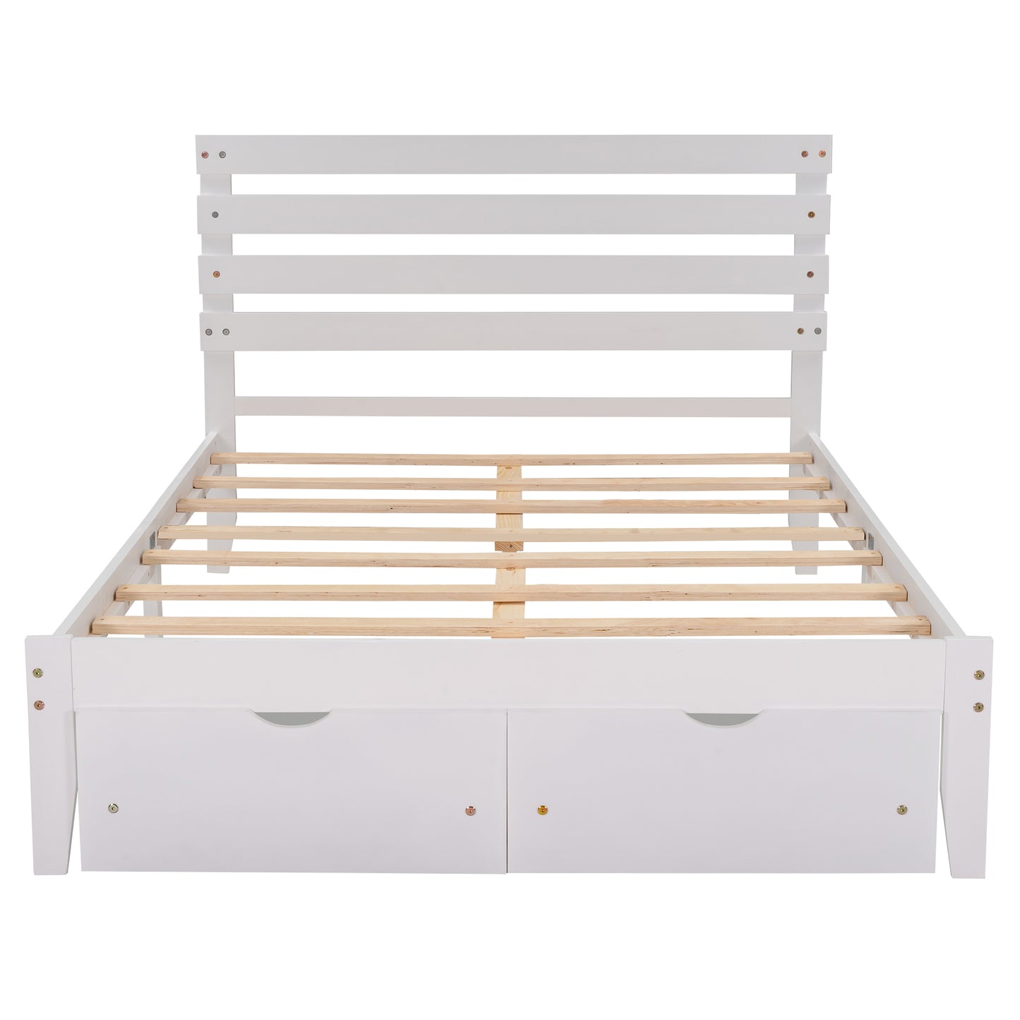 Full Size Platform Bed with Drawers, White(New SKU:WF288468AAK)