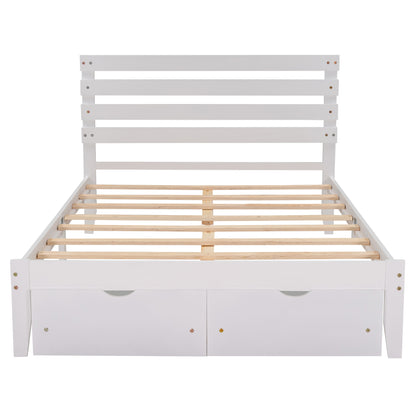 Full Size Platform Bed with Drawers, White(New SKU:WF288468AAK)