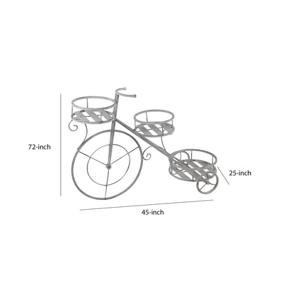 3 Tier Industrial Style Bicycle Design Metal Planter, Washed White