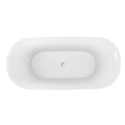 67" 100% Acrylic Freestanding Bathtub，Contemporary Soaking Tub，white Bathtub