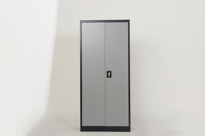 Metal Storage Cabinet with 2 Doors and 4 Shelves, Lockable Steel Storage Cabinet for Office, Garage, Warehouse,(Grey)