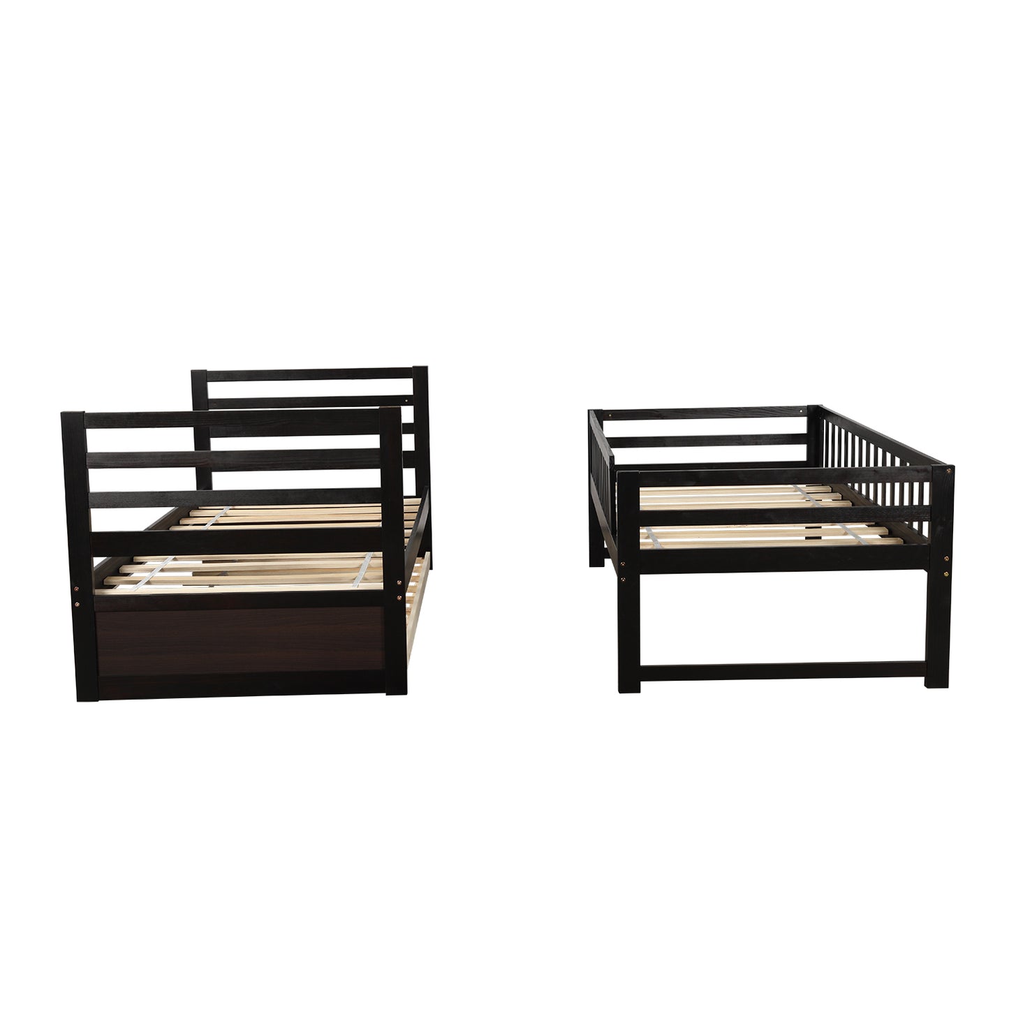 Orisfur. Twin Bunk Beds for Kids with Safety Rail and Movable Trundle bed