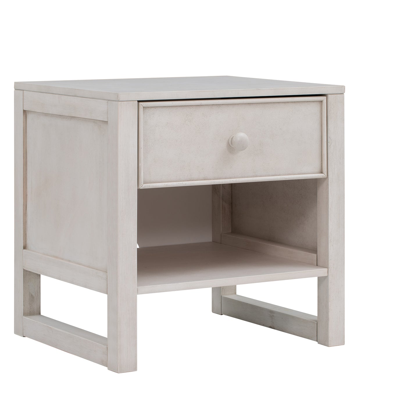 Wooden Nightstand with a Drawer and an Open Storage,End Table for Bedroom,Anitque White