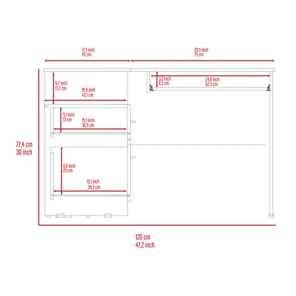 Glendale 2-Drawer 1-Shelf L-Shaped Computer Desk Smokey Oak