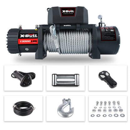 X-BULL Electric Winch 13000 LBS Steel Cable Wireless Remote Crystal Film