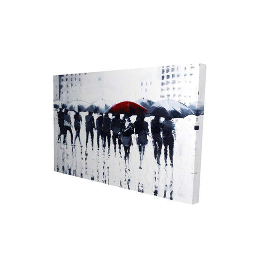 Silhouettes walking in the rain - 12x18 Print on canvas