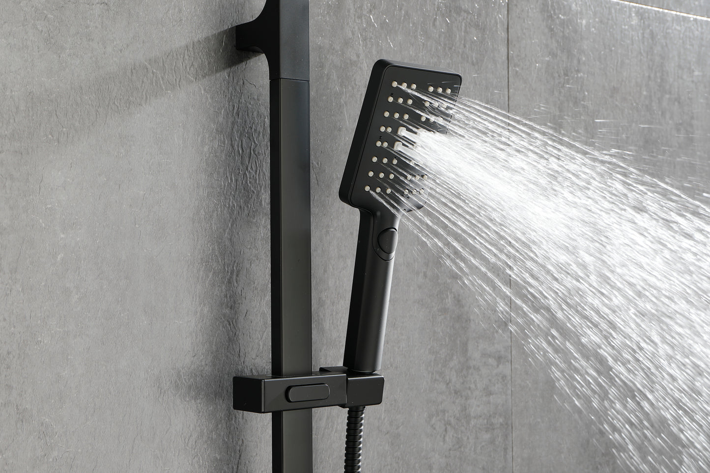 Wall Mounted Waterfall Rain Shower System With 3 Body Sprays & Handheld Shower   Series Dual Function Pressure Balanced Shower System with Integrated Volume Control, Shower Head, and Hand Shower