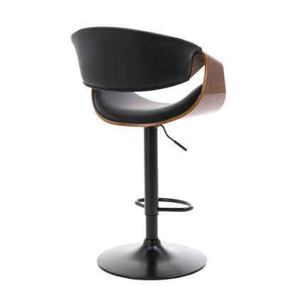 HengMing Adjustable/Swivel Bar Stool, PU Leather black Bent wood Bar Chair 1pcs/ctn.