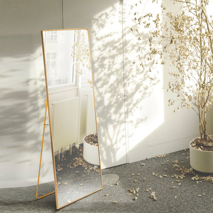 Miro 1500 400-g    Full Length Mirror Floor Mirror Hanging Standing or Leaning, Bedroom Mirror Wall-Mounted Mirror with Gold Aluminum Alloy Frame, 59" x 15.7"