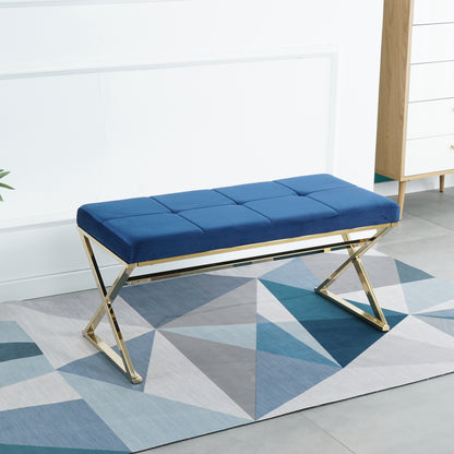 blue velvet fabric Morden bench