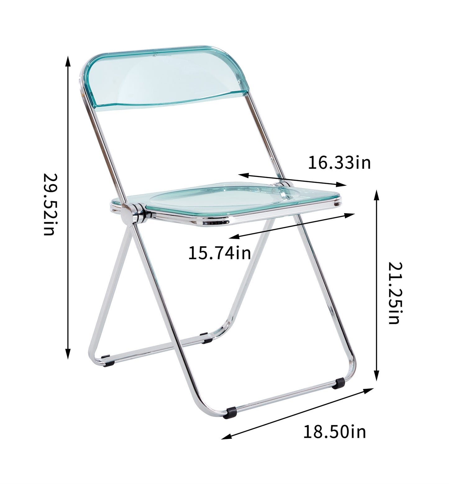 Blue Clear Transparent Folding Chair Chair Pc Plastic Living Room Seat