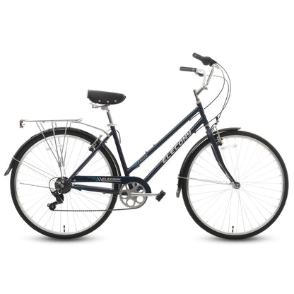 S27152 Elecony Freeland 27.5 Inch Unisex Cruiser Bike, Retro Step-Through High-Carbon Steel Frame, V-Brake/Coaster Brake, Beach Casual Commuter Hybrid Cruiser Bike for Men and Women