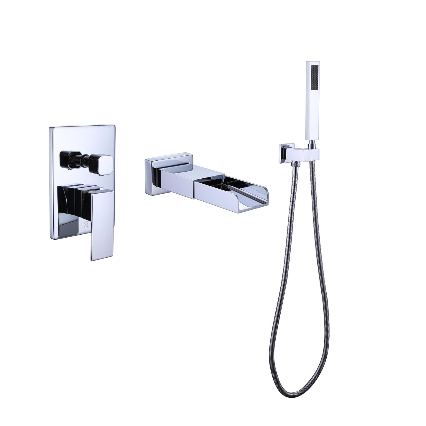 TrustMade Pressure-Balance Waterfall Single Handle Wall Mount Tub Faucet with Hand Shower, Chrome - 2W01