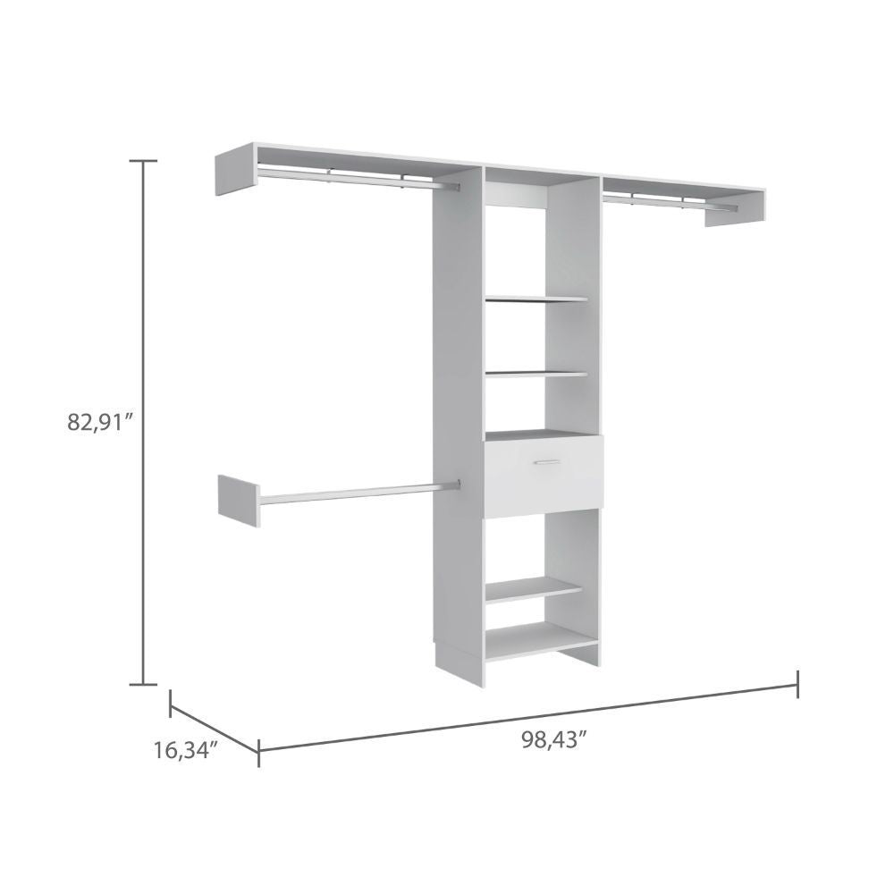 Calveston 1-Drawer 4-Shelf Closet System White