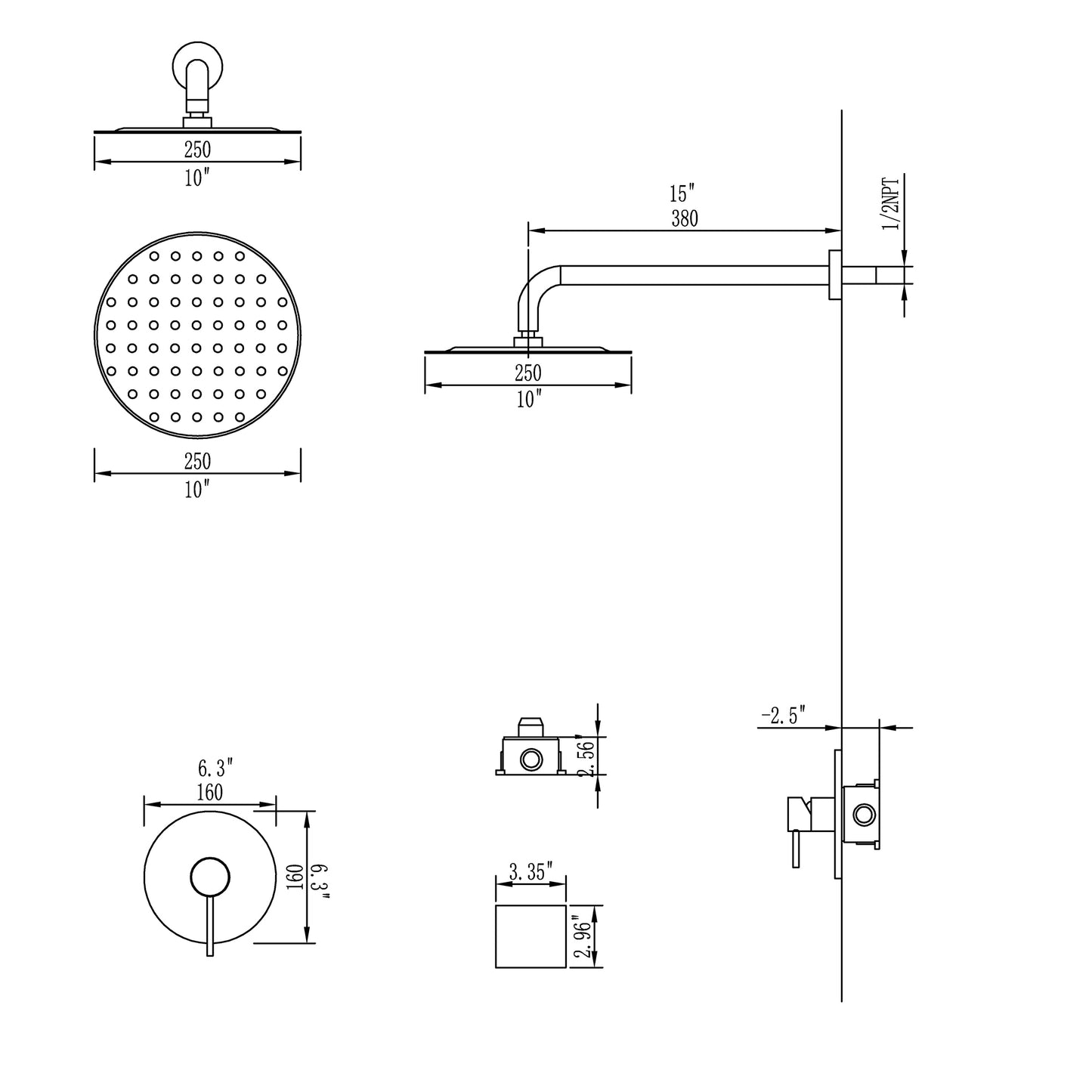 Complete Shower System with Rough-in Valve