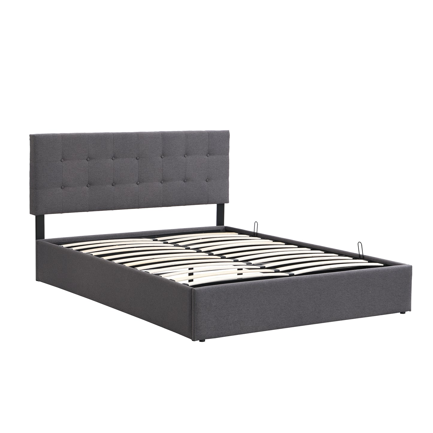 Full Size Upholstered Platform Bed with Underneath Storage Space,Gray