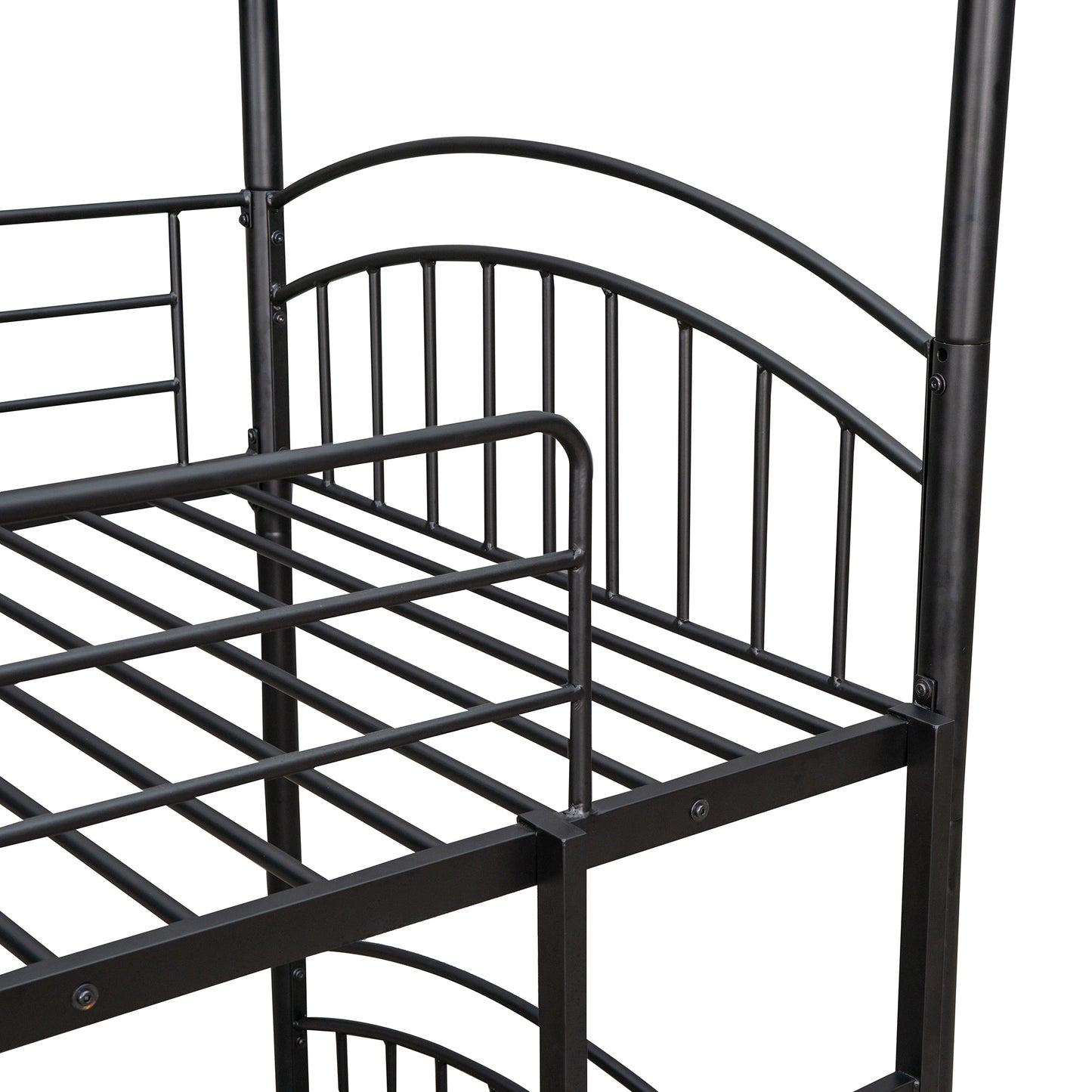 Twin Over Twin Metal Bunk Bed With Slide,Kids House Bed Black