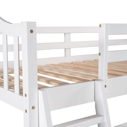 Twin size Loft Bed with Drawers, Cabinet, Shelves and Desk, Wooden Loft Bed with Desk - White(OLD SKU :LP000505AAK)