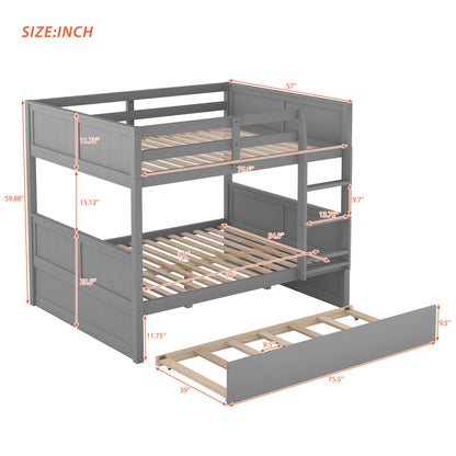 Full Over Full Bunk Bed with Twin Size Trundle, Gray ( old sku: LP000250AAE )