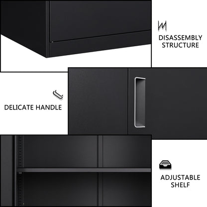 METAL STORAGE CABINET WITH 2 LAYERS ADJUSTABLE SHELVES ,ASSEMBLE REQUIRE