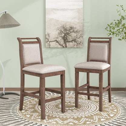 TOPMAX 2-Piece Upholstered Wood Breakfast Nook Dining Chairs for Small Places, Brown