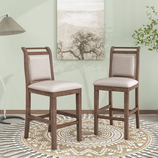 TOPMAX 2-Piece Upholstered Wood Breakfast Nook Dining Chairs for Small Places, Brown