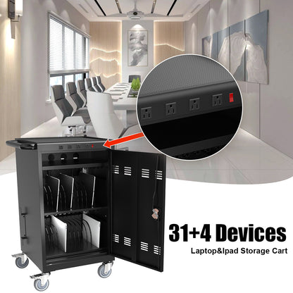 Mobile Charging Cart and Cabinet for Tablets Laptops 30-Device (B30PLUS)