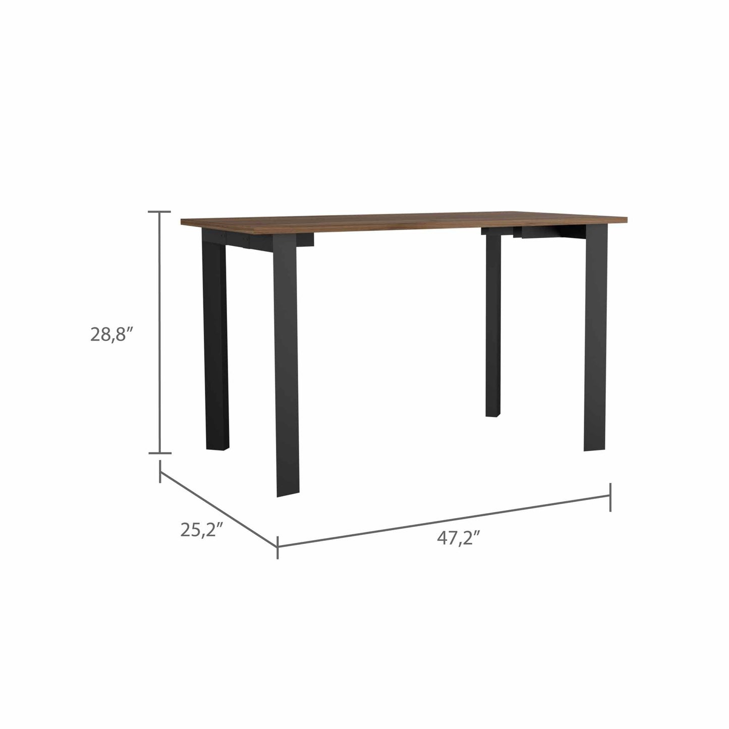 Preston Rectangle Writing Desk with Steel Legs Mahogany