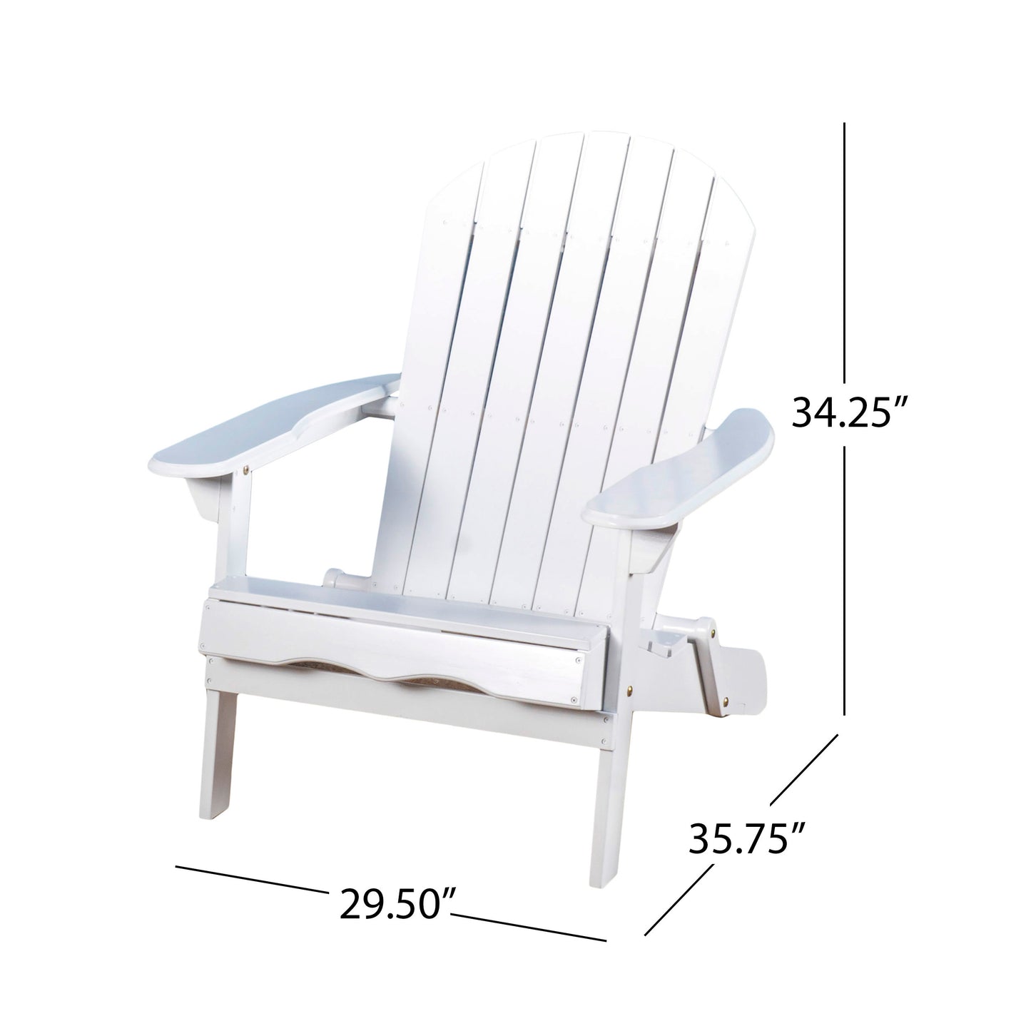 Milan Outdoor Acacia Folding White  Adirondack Chair